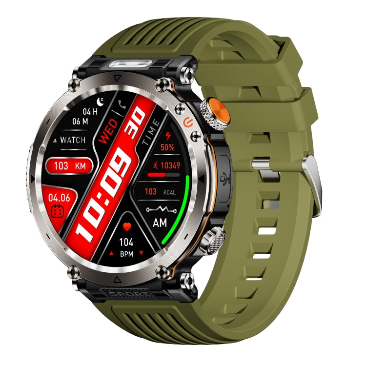 HT30 1.7 inch IP68 Water-resistant Silicone Band Smart Watch, Support Flashlight / Banknote Detector Light / Compass(Army Green)