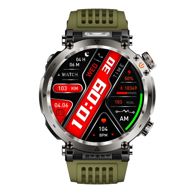 HT30 1.7 inch IP68 Water-resistant Silicone Band Smart Watch, Support Flashlight / Banknote Detector Light / Compass(Army Green)