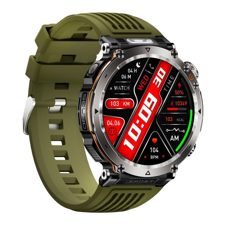 HT30 1.7 inch IP68 Water-resistant Silicone Band Smart Watch, Support Flashlight / Banknote Detector Light / Compass(Army Green)