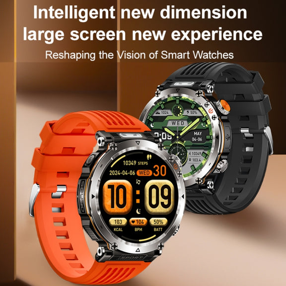 HT30 1.7 inch IP68 Water-resistant Silicone Band Smart Watch, Support Flashlight / Banknote Detector Light / Compass(Black)