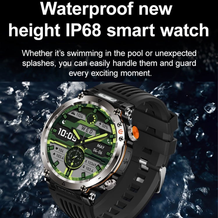 HT30 1.7 inch IP68 Water-resistant Silicone Band Smart Watch, Support Flashlight / Banknote Detector Light / Compass(Orange)