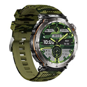 HT30 1.7 inch IP68 Water-resistant Camouflage Silicone Band Smart Watch, Support Flashlight / Banknote Detector Light / Compass(Army Green)