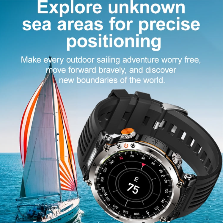 HT30 1.7 inch IP68 Water-resistant Steel Band Smart Watch, Support Flashlight / Banknote Detector Light / Compass(Black)