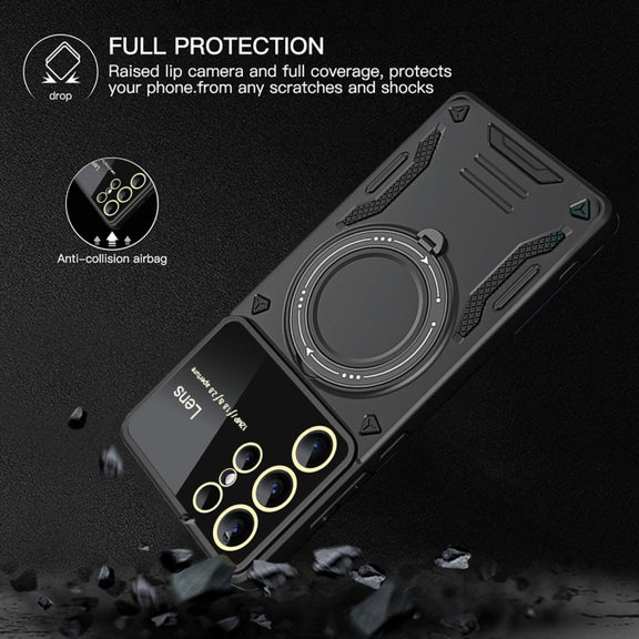 For Samsung Galaxy S25 Ultra 5G Large Window MagSafe Holder Phone Case(Black)