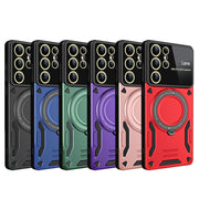 For Samsung Galaxy S25 Ultra 5G Large Window MagSafe Holder Phone Case(Purple)