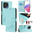 For Doogee N55 Plus Cat Rat Embossed Pattern RFID Leather Phone Case with Lanyard(Mint Green) - Doogee Cases by PMC TechLife | Online Shopping South Africa | PMC TechLife | Buy Now Pay Later Mobicred