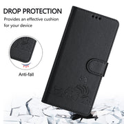 For Doogee N55 Plus Cat Rat Embossed Pattern RFID Leather Phone Case with Lanyard(Black)