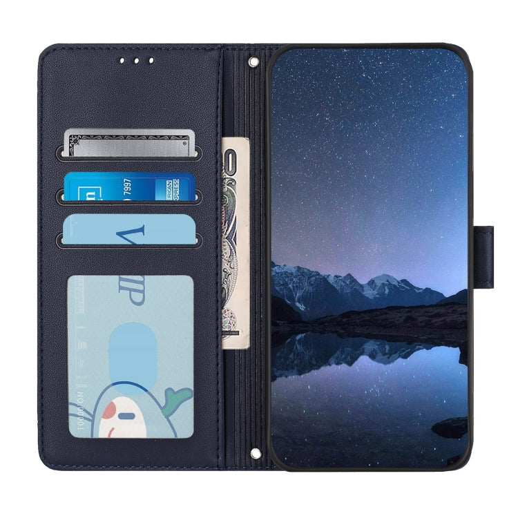For Doogee N55 Plus Cat Rat Embossed Pattern RFID Leather Phone Case with Lanyard(Blue)