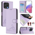 For Doogee N55 Plus Cat Rat Embossed Pattern RFID Leather Phone Case with Lanyard(Purple) - Doogee Cases by PMC TechLife | Online Shopping South Africa | PMC TechLife | Buy Now Pay Later Mobicred