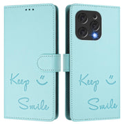 For Doogee N55 Plus Smile Embossing RFID Leather Phone Case(Mint Green)