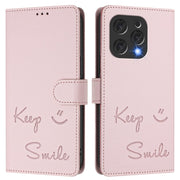 For Doogee N55 Plus Smile Embossing RFID Leather Phone Case(Pink)