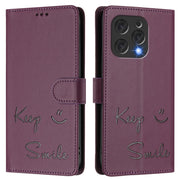 For Doogee N55 Plus Smile Embossing RFID Leather Phone Case(Violet)