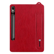 For Samsung Galaxy Tab S10 / S9 / S8 / S7 TPU Leather Back Tablet Case with Wristband(Red)