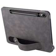 For Samsung Galaxy Tab S10 / S9 / S8 / S7 TPU Leather Back Tablet Case with Wristband(Grey)