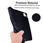 For Samsung Galaxy Tab S10 / S9 / S8 / S7 TPU Leather Back Tablet Case with Wristband(Dark Blue)