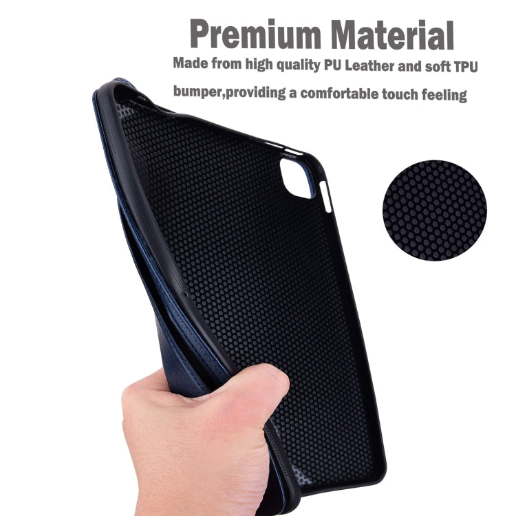 For Samsung Galaxy Tab S10 / S9 / S8 / S7 TPU Leather Back Tablet Case with Wristband(Dark Blue)