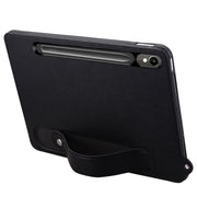 For Samsung Galaxy Tab S10 / S9 / S8 / S7 TPU Leather Back Tablet Case with Wristband(Black)