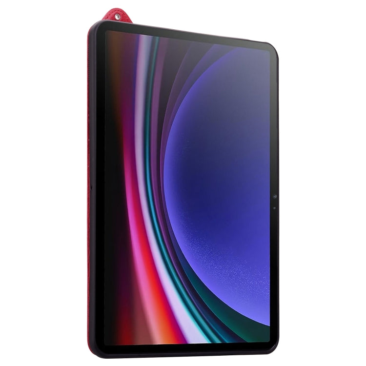 For Samsung Galaxy Tab S10+ / S9+ / S8+ TPU Leather Back Tablet Case with Wristband(Red)