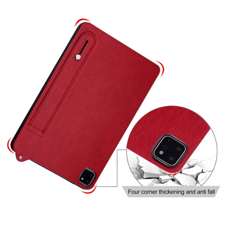 For Samsung Galaxy Tab S10+ / S9+ / S8+ TPU Leather Back Tablet Case with Wristband(Red)