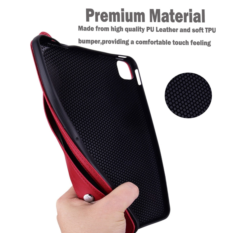 For Samsung Galaxy Tab S10+ / S9+ / S8+ TPU Leather Back Tablet Case with Wristband(Red)