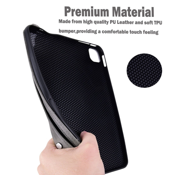 For Samsung Galaxy Tab S10+ / S9+ / S8+ TPU Leather Back Tablet Case with Wristband(Grey)