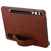 For Samsung Galaxy Tab S10+ / S9+ / S8+ TPU Leather Back Tablet Case with Wristband(Brown)