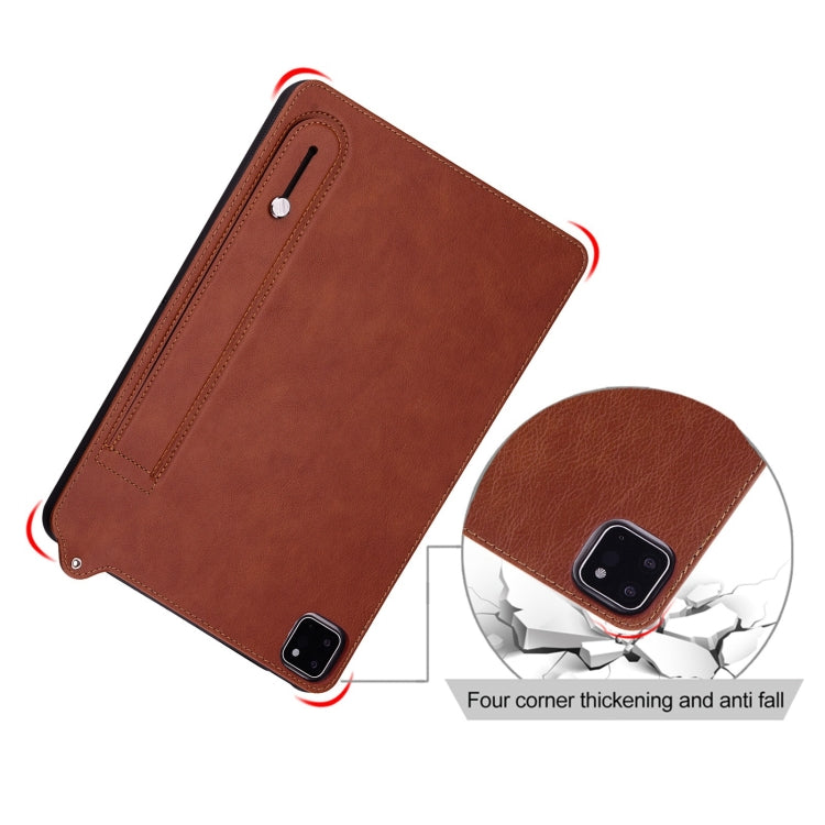 For Samsung Galaxy Tab S10+ / S9+ / S8+ TPU Leather Back Tablet Case with Wristband(Brown)