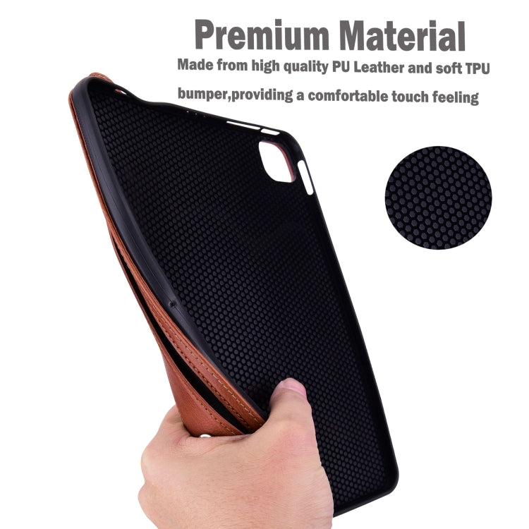 For Samsung Galaxy Tab S10+ / S9+ / S8+ TPU Leather Back Tablet Case with Wristband(Brown)