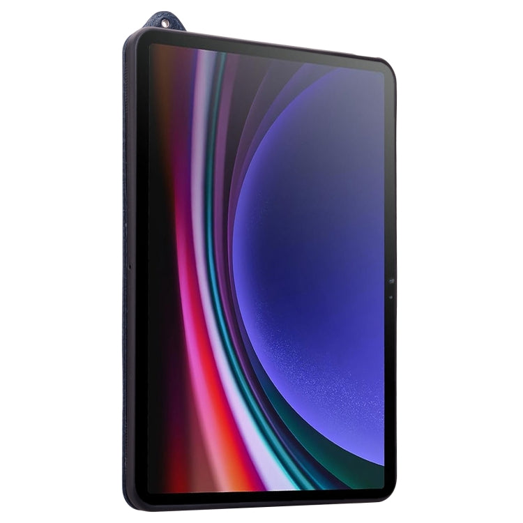 For Samsung Galaxy Tab S10+ / S9+ / S8+ TPU Leather Back Tablet Case with Wristband(Dark Blue)