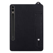 For Samsung Galaxy Tab S10+ / S9+ / S8+ TPU Leather Back Tablet Case with Wristband(Black)