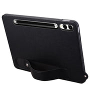 For Samsung Galaxy Tab S10+ / S9+ / S8+ TPU Leather Back Tablet Case with Wristband(Black)