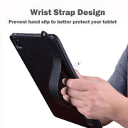 For Samsung Galaxy Tab S10+ / S9+ / S8+ TPU Leather Back Tablet Case with Wristband(Black)