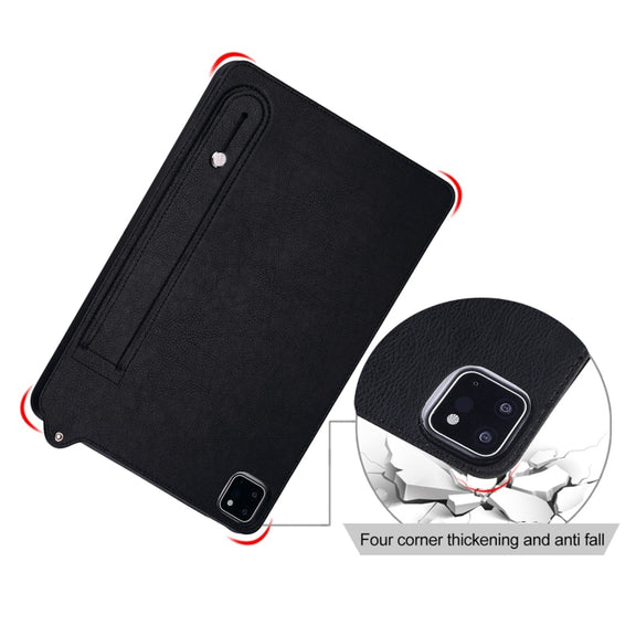 For Samsung Galaxy Tab S10+ / S9+ / S8+ TPU Leather Back Tablet Case with Wristband(Black)