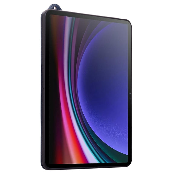 For Samsung Galaxy Tab S10 Ultra / S9 Ultra TPU Leather Back Tablet Case with Wristband(Dark Blue)