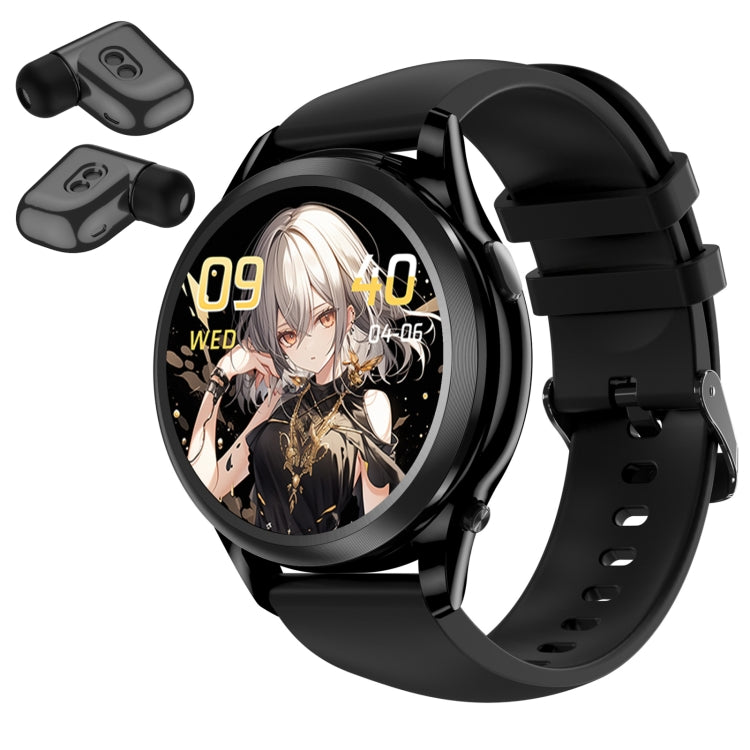 X17 mini 1.27 inch IP67 Water-resistant 2 in 1 Bluetooth Earphone Smart Watch(Black)