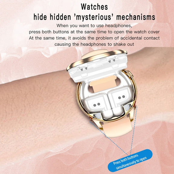 X17 mini 1.27 inch IP67 Water-resistant 2 in 1 Bluetooth Earphone Smart Watch(Gold)