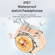 X17 mini 1.27 inch IP67 Water-resistant 2 in 1 Bluetooth Earphone Smart Watch(Gold)