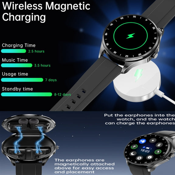 X20 1.43 inch IP67 Water-resistant 2 in 1 Bluetooth Earphone Smart Watch(White)
