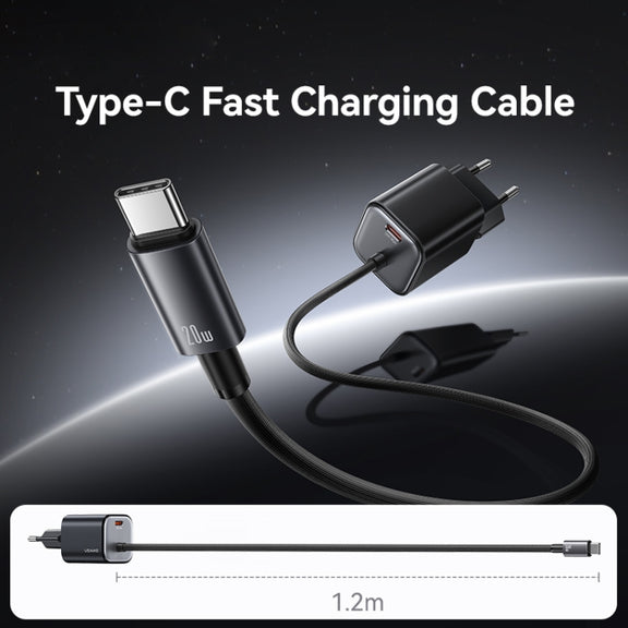 USAMS CC261 20W GaN Mini Type-C / USB-C Dual Port Fast Charger with Cable, EU Plug(White)