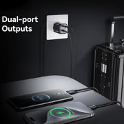 USAMS CC261 20W GaN Mini Type-C / USB-C Dual Port Fast Charger with Cable, EU Plug(Black)