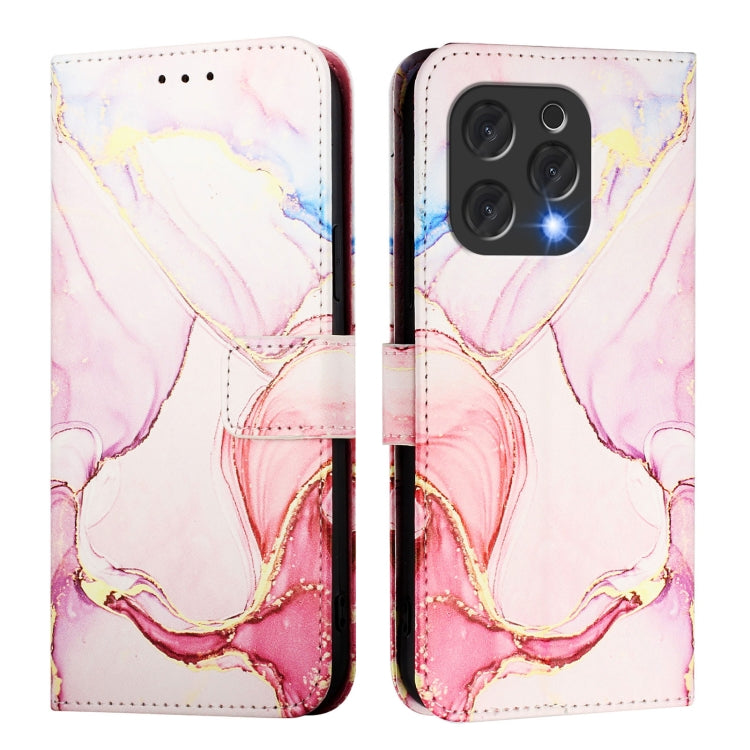 For Doogee N55 Plus PT003 Marble Pattern Flip Leather Phone Case(Rose Gold)