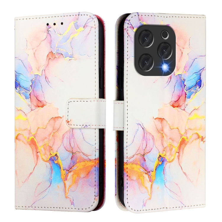 For Doogee N55 Plus PT003 Marble Pattern Flip Leather Phone Case(Galaxy Marble White)