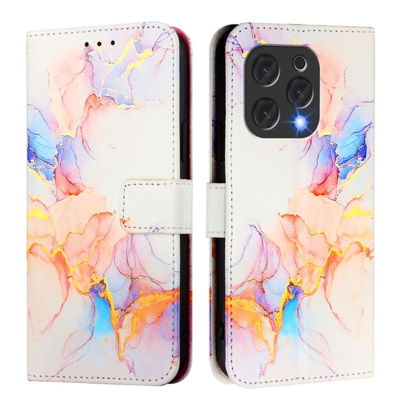 For Doogee N55 Plus PT003 Marble Pattern Flip Leather Phone Case(Galaxy Marble White)