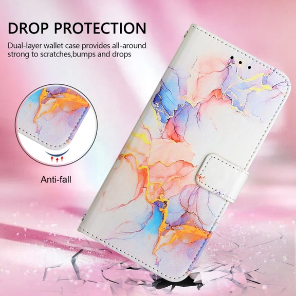 For Doogee N55 Plus PT003 Marble Pattern Flip Leather Phone Case(Galaxy Marble White)