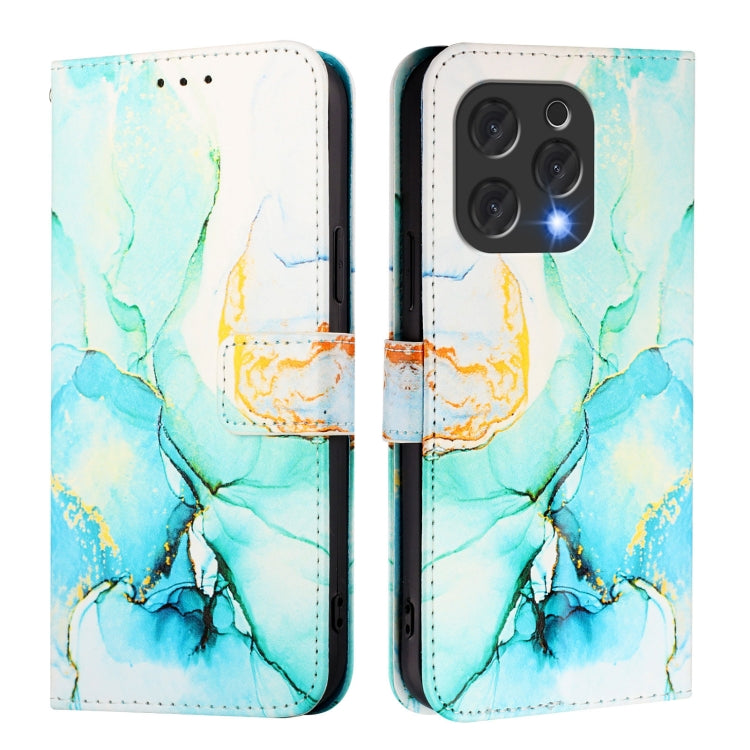 For Doogee N55 Plus PT003 Marble Pattern Flip Leather Phone Case(Green)