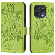 For Doogee N55 Plus Embossed Rose RFID Anti-theft Leather Phone Case(Green)