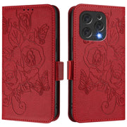 For Doogee N55 Plus Embossed Rose RFID Anti-theft Leather Phone Case(Red)