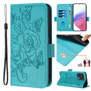 For Doogee N55 Plus Embossed Rose RFID Anti-theft Leather Phone Case(Light Blue)