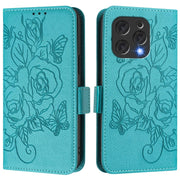 For Doogee N55 Plus Embossed Rose RFID Anti-theft Leather Phone Case(Light Blue)