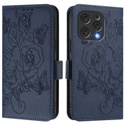 For Doogee N55 Plus Embossed Rose RFID Anti-theft Leather Phone Case(Dark Blue)